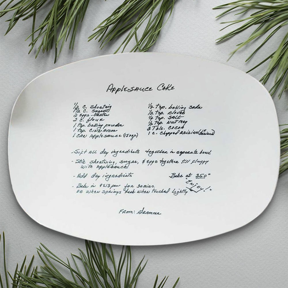 Personalized Handwritten Family Recipe Platter For Mom Grandma