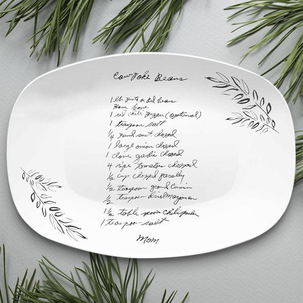 Personalized Handwritten Family Recipe Platter For Mom Grandma