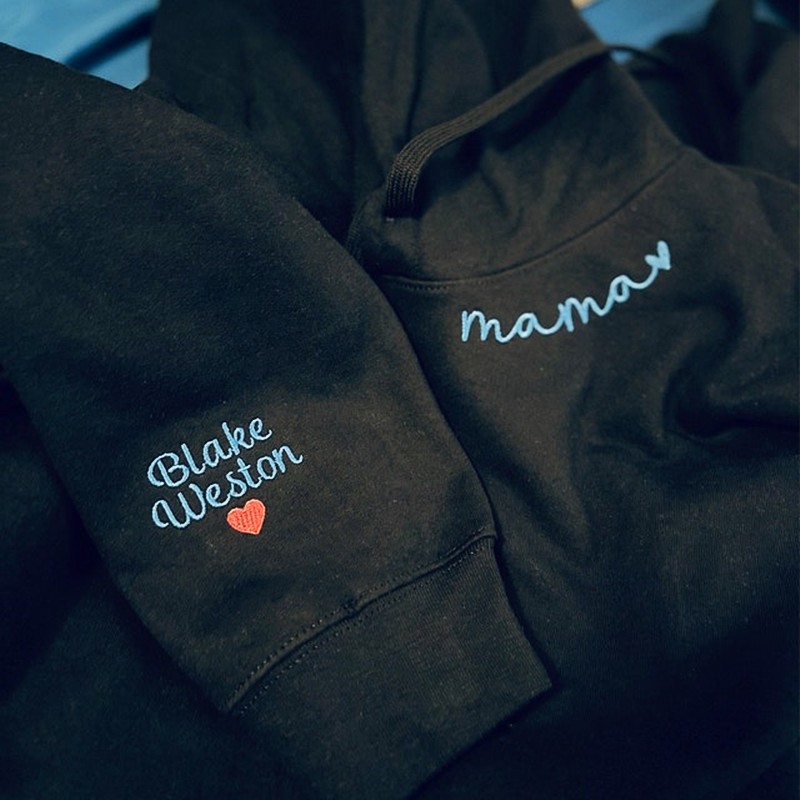 Custom Mama Embroidered Sweatshirt Hoodie with Kids Names For Mother's Day Gift Ideas