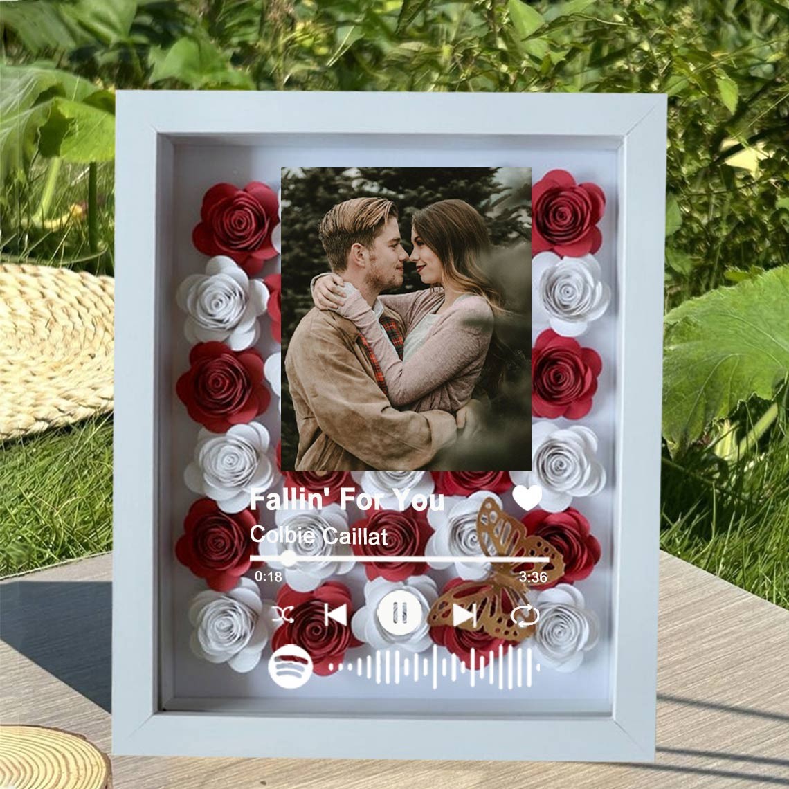 Personalised Spotify Song Photo Flower Shadow Box Valentine's Day Anniversary Gift Ideas For Soulmate Wife Girlfriend