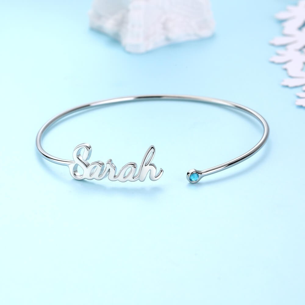Personalized Name Bracelet With Birthstone Birthday Gifts For Her