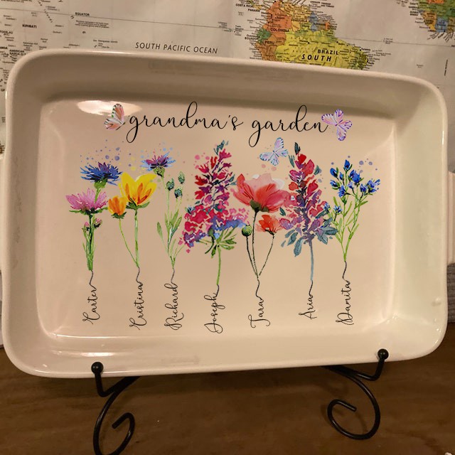 Custom Birth Flower Tray With Name For Mom Grandma Mother's Day Christmas Gift Ideas