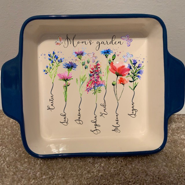 Custom Birth Flower Tray With Kids Name Mom's Garden Mother's Day Christmas Gift Ideas
