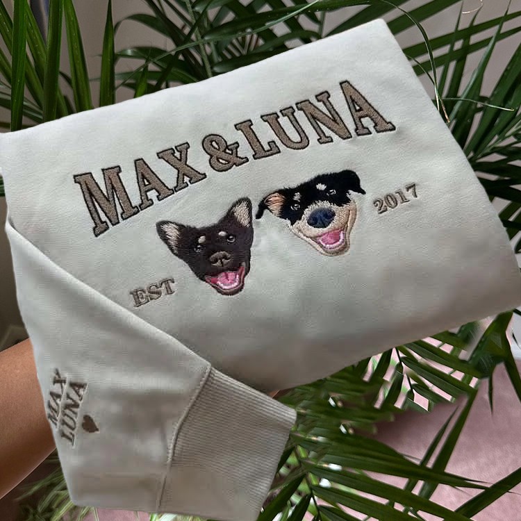 Personalized Embroidered Dog Photo Sweatshirt Hoodie For Pet Lover Keepsake Gifts