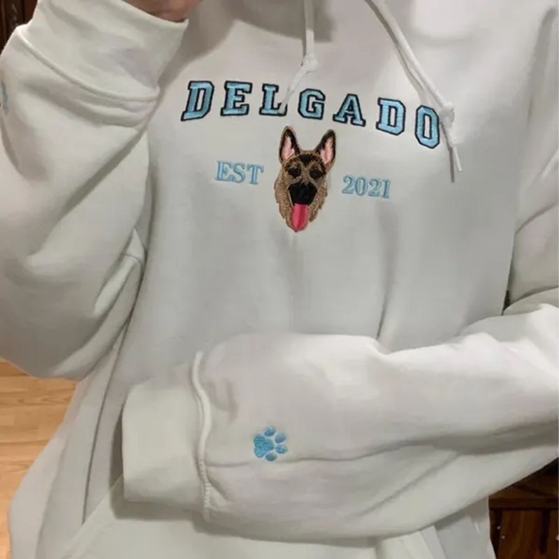 Personalized Embroidered Cat Dog Photo Sweatshirt Hoodie For Pet Lover Keepsake Gifts