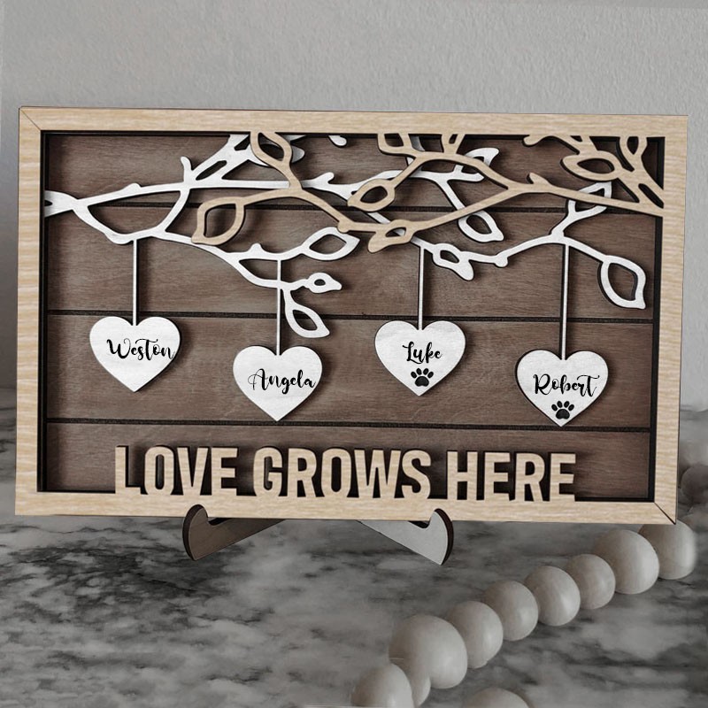 Personalized Family Tree Sign With Name Engraved Home Decor Anniversary Christmas Day Gift Ideas