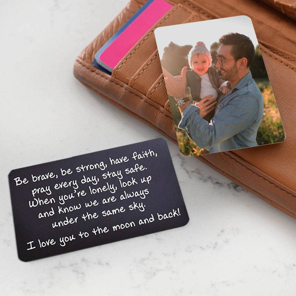 Personalized Metal Wallet Photo Card Love Note Anniversary Gift For Dad