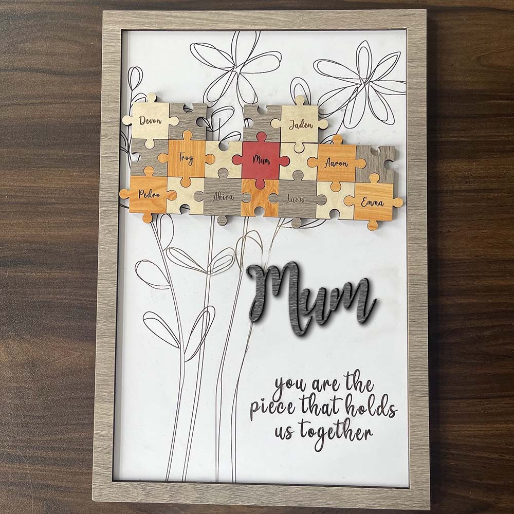 Personalised Mom Puzzle Pieces Sign For Mum Grandma Home Wall Decor You Are The Piece That Holds Us Together