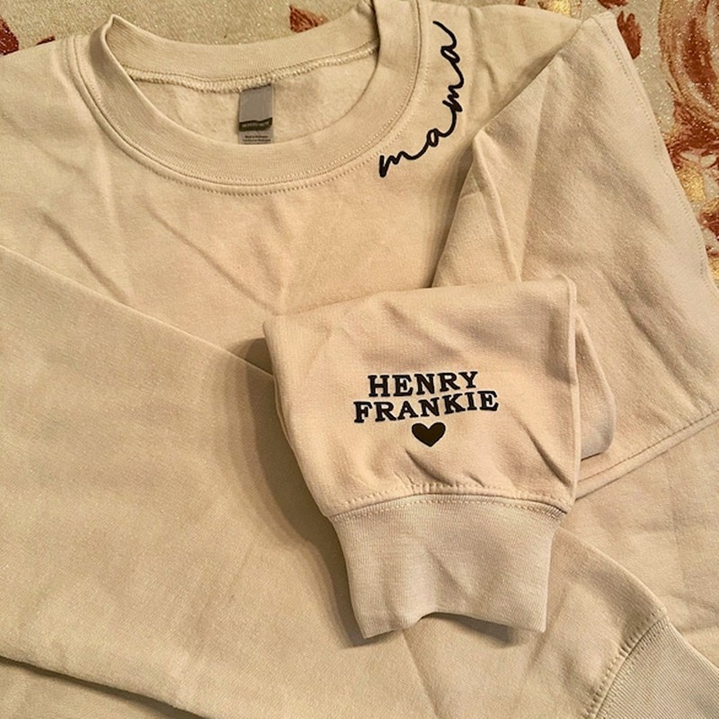 Custom Mama Embroidered Sweatshirt Hoodie with Kids Names For Mother's Day Gift Ideas