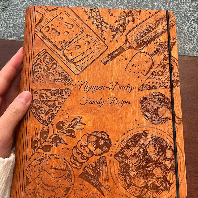 Custom Family Wooden Recipe Book For Mom Grandma Christmas Day Gift Ideas