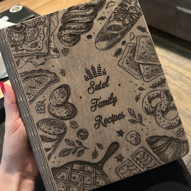 Personalised Family Wooden Recipe Book For Mom Grandma Christmas Day Gift Ideas