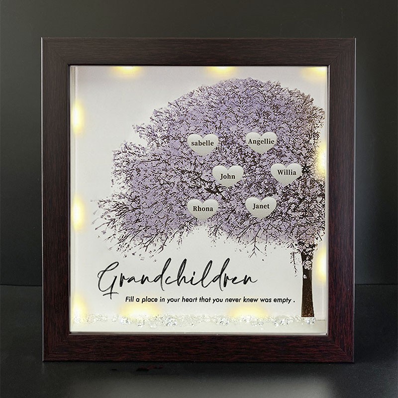 Personalized Family Tree Grandchildren Name Red Oak Frame Home Decor For Grandma
