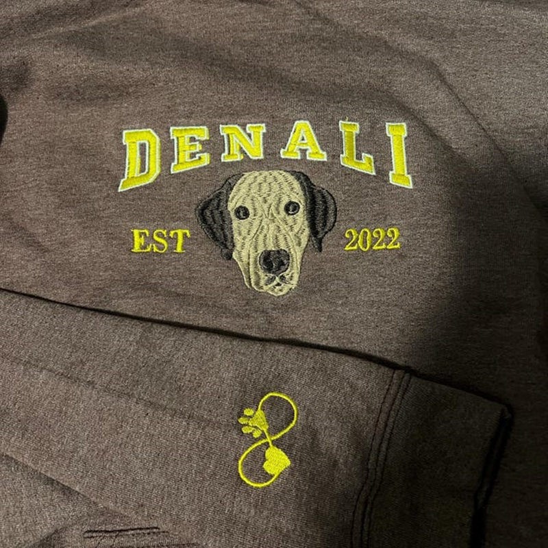 Personalized Dog Face Embroidered Sweatshirt Varsity Style For Pet Lover Gifts