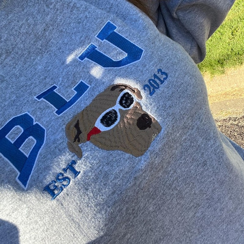 Personalized Dog Face Embroidered Sweatshirt Varsity Style For Pet Lover Gifts