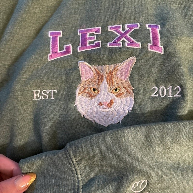 Personalized Dog Face Embroidered Sweatshirt Varsity Style For Pet Lover Gifts