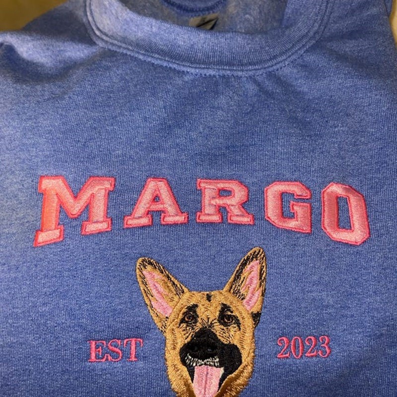 Personalized Dog Face Embroidered Sweatshirt Varsity Style For Pet Lover Gifts