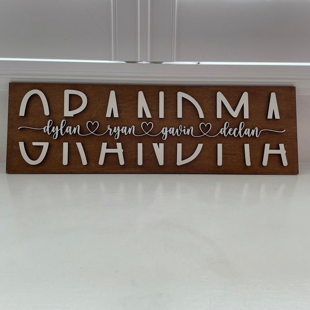 Custom Mom Wood Sign With Grandchildren Name Engraving For Grandma Birthday Mother's Day