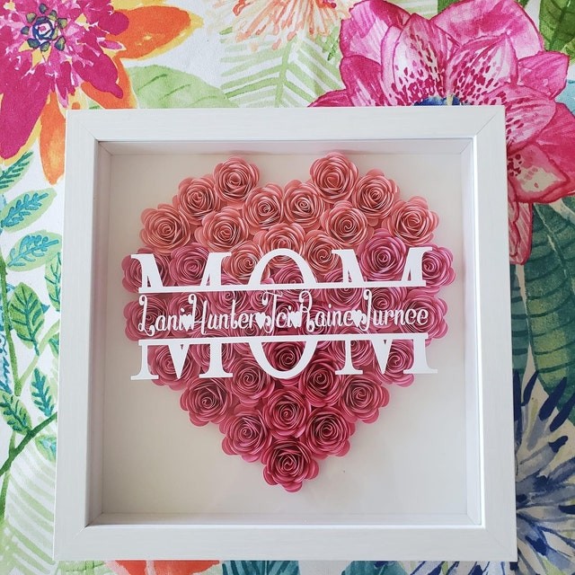 Custom Mom Flower Shadow Box With Kids Name For Mother's Day Gift Ideas