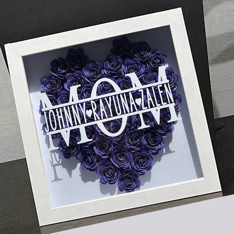 Personalized Mom Flower Shadow Box With Name For Mother's Day