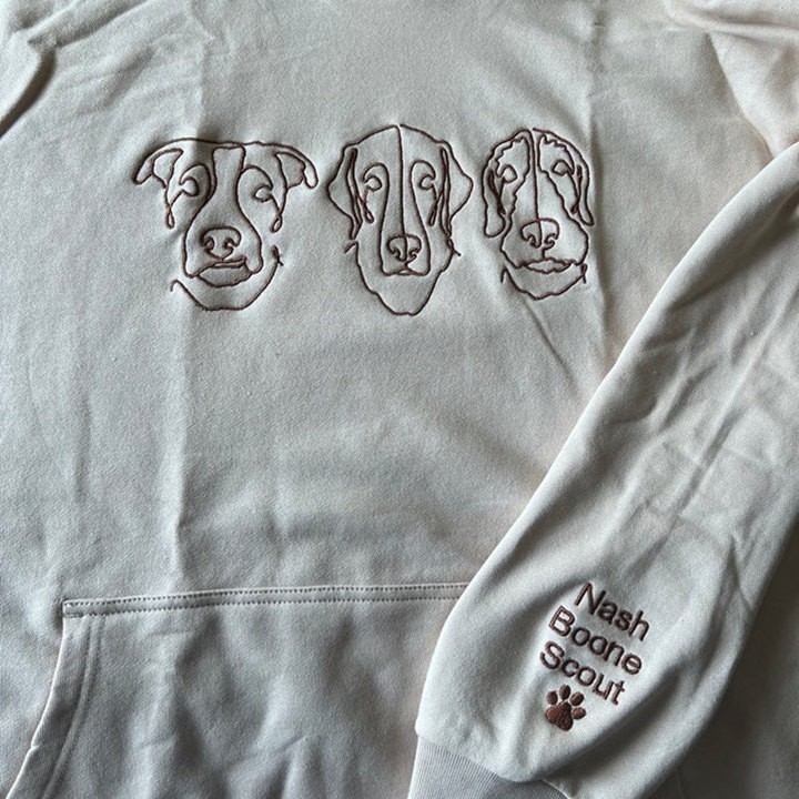 Custom Dog Face Portrait Outline Hoodie For Pet Lover Gifts