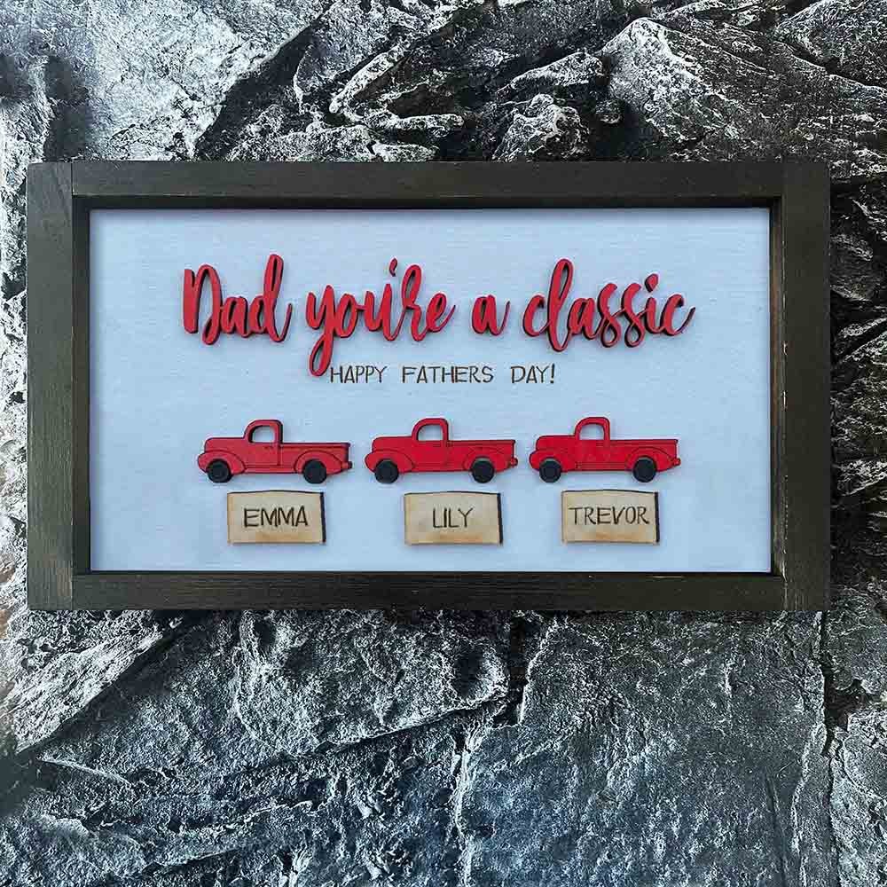Personalized Trucks Sign With Kids Name For Father's Day