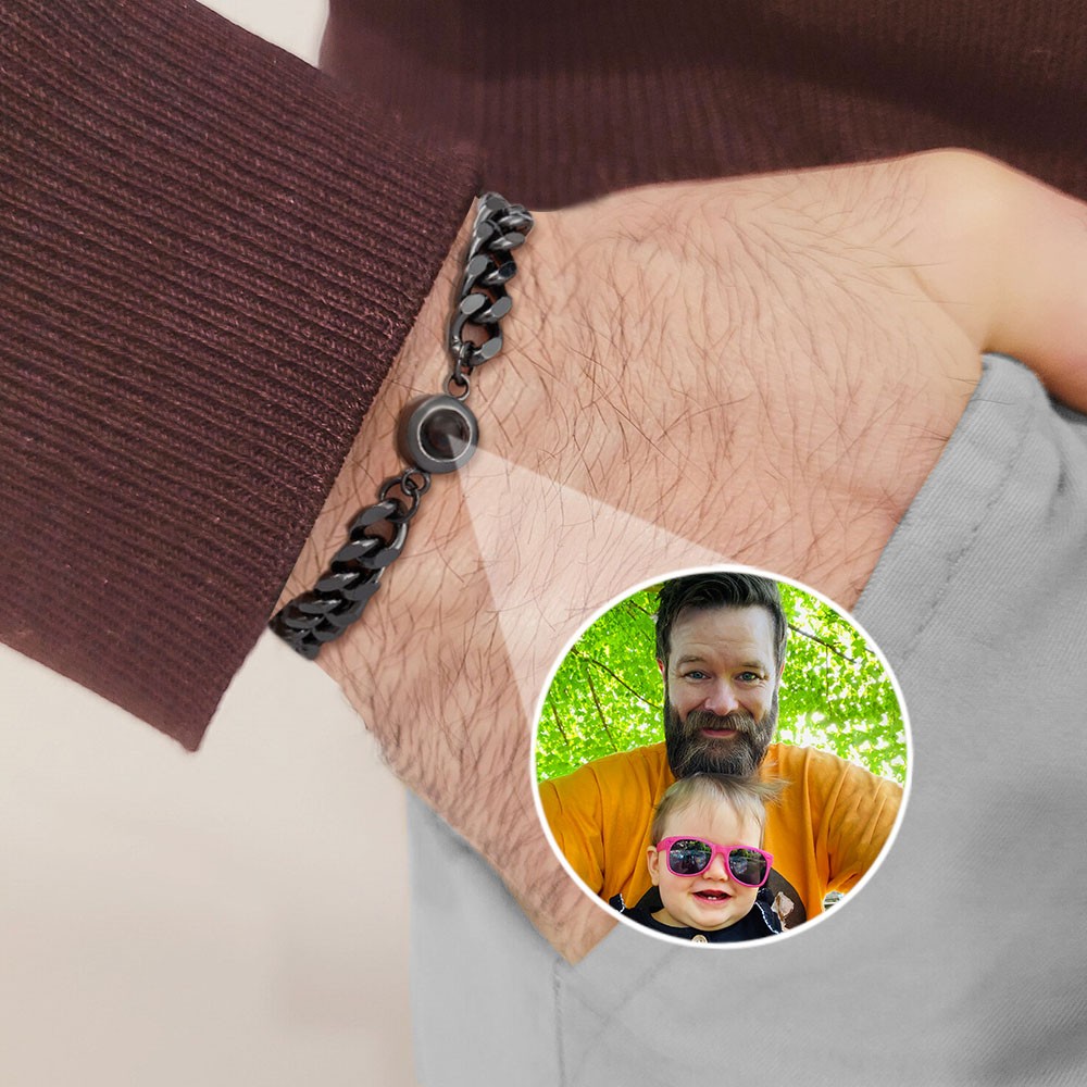 Personalized Photo Projection Bracelet Gift Ideas For Dad Father's Day