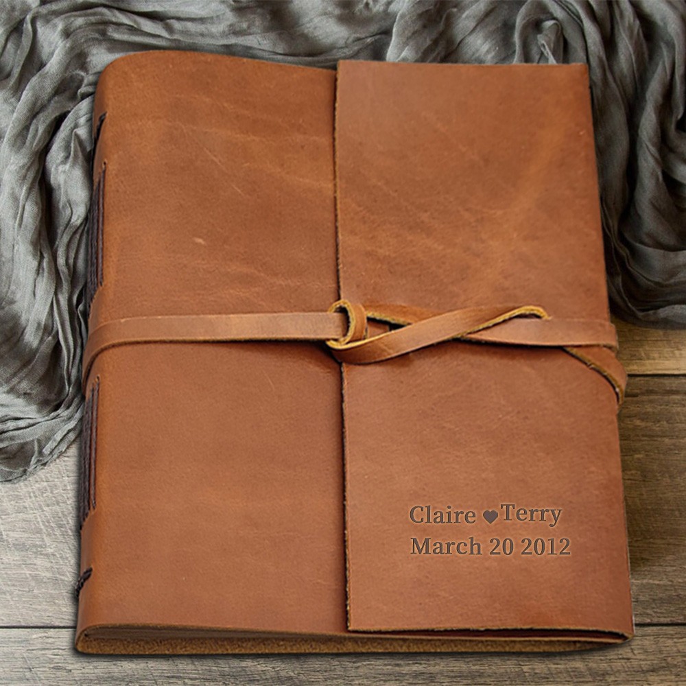 Personalized Leather Photo Scrapbook Album For Valentine's Day Anniversary Wedding Gift Ideas