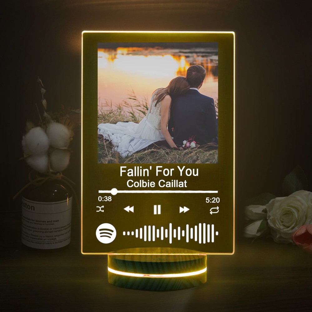 Personalized Photo Music Song Plaque Night Light Home Decor Valentine's Day Anniversary Couple Wedding Gift Ideas