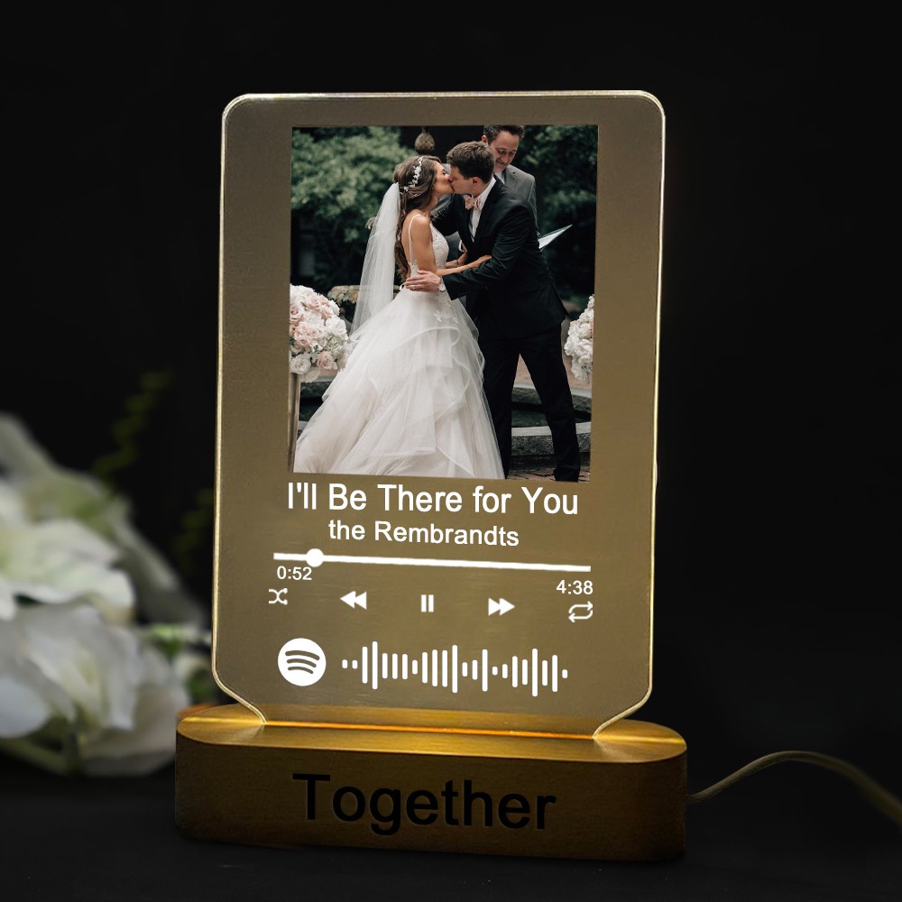 Personalized Photo Music Song Plaque Night Light Home Decor Valentine's Day Anniversary Couple Wedding Gift Ideas