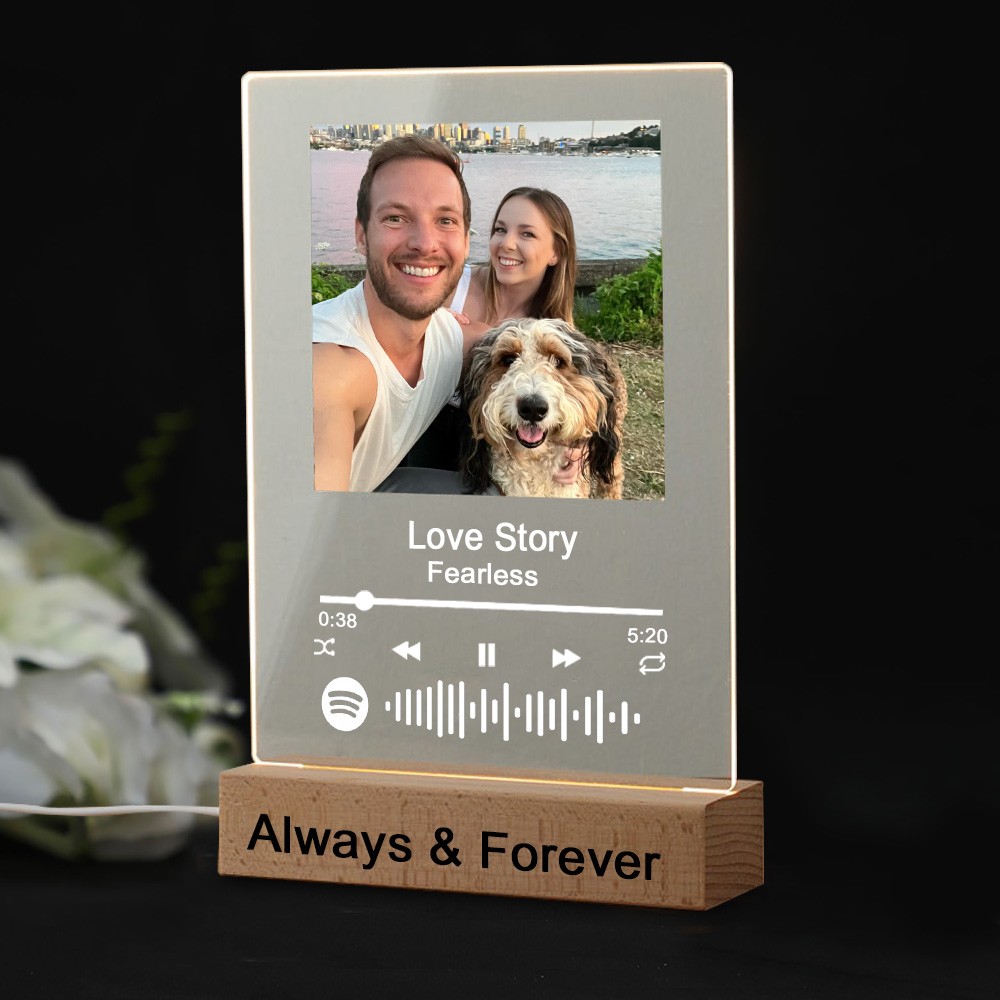 Personalized Photo Music Song Plaque Night Light Home Decor Valentine's Day Anniversary Couple Wedding Gift Ideas