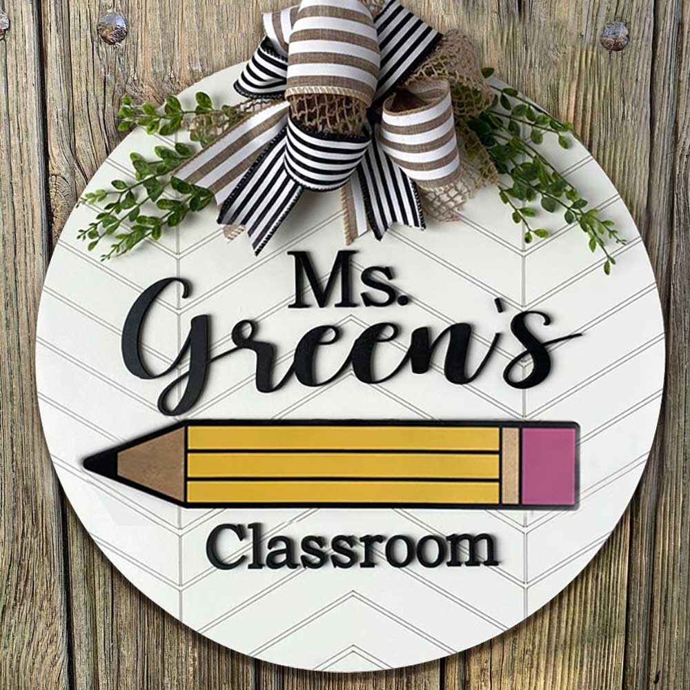 Personalized Wooden Teacher Classroom Door Hanger Back To School Welcome Sign