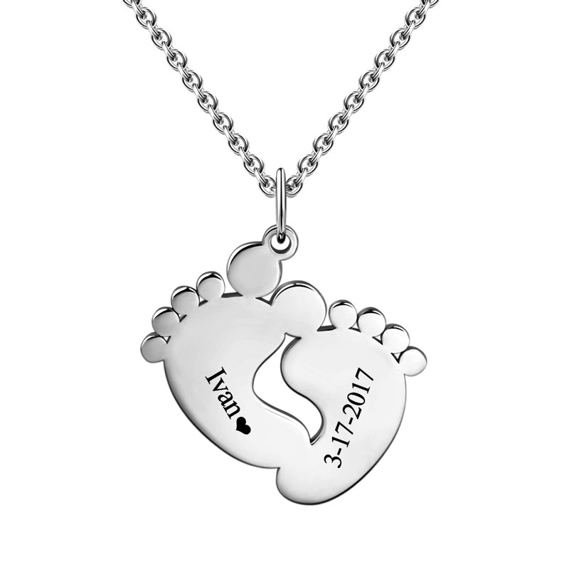 Engravable  Baby Feet Necklace