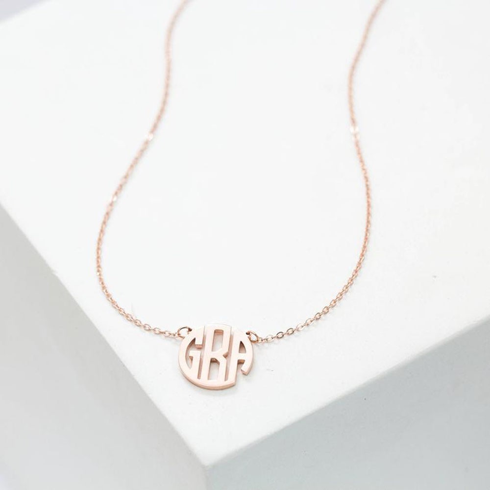 Dainty Monogram Necklace | Custom Block Monogram Initials Necklace | Personalized Name Jewelry