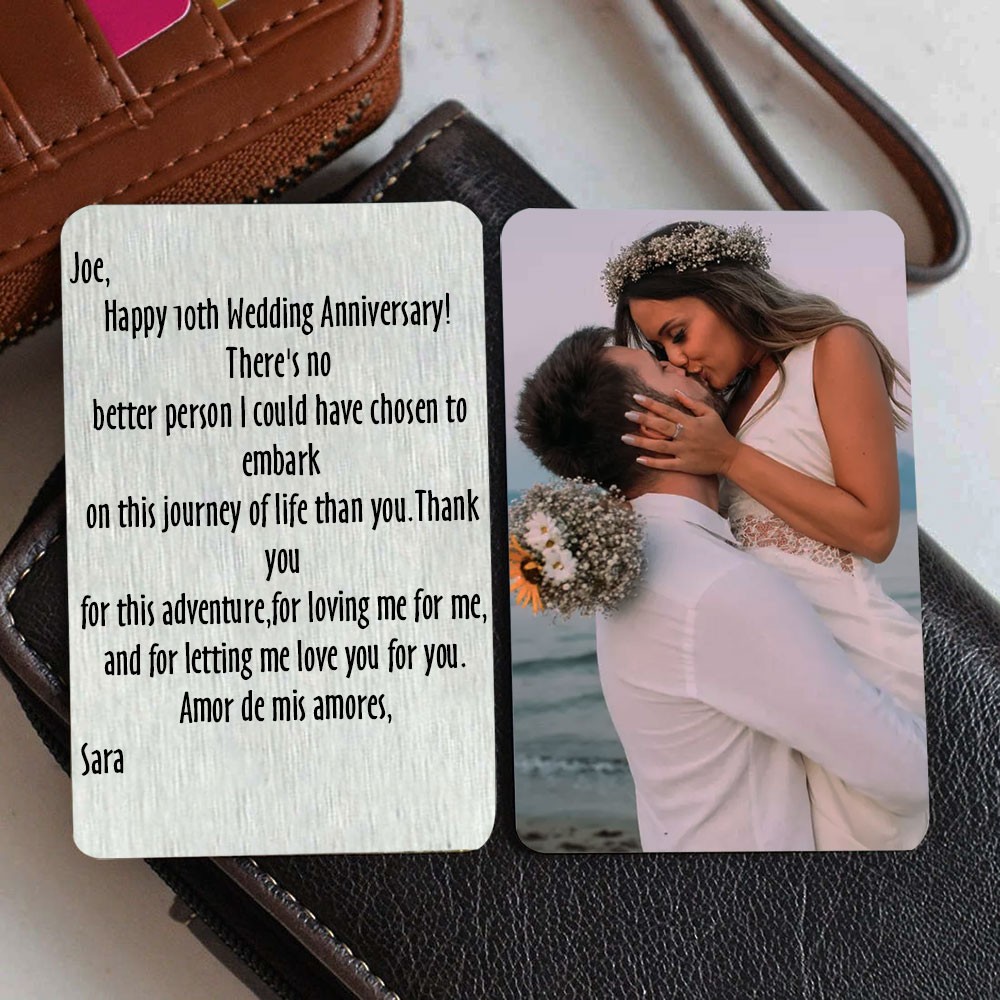 Personalized Metal Wallet Photo Card Love Note Anniversary Valentine's Day