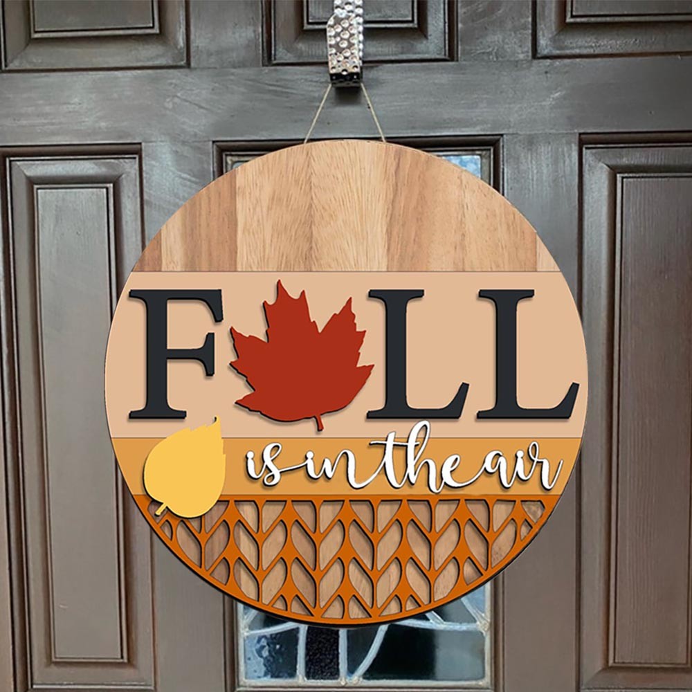 Wooden Fall Front Door Hanger Farmhouse Decor Entry Way Wall Welcome Sign