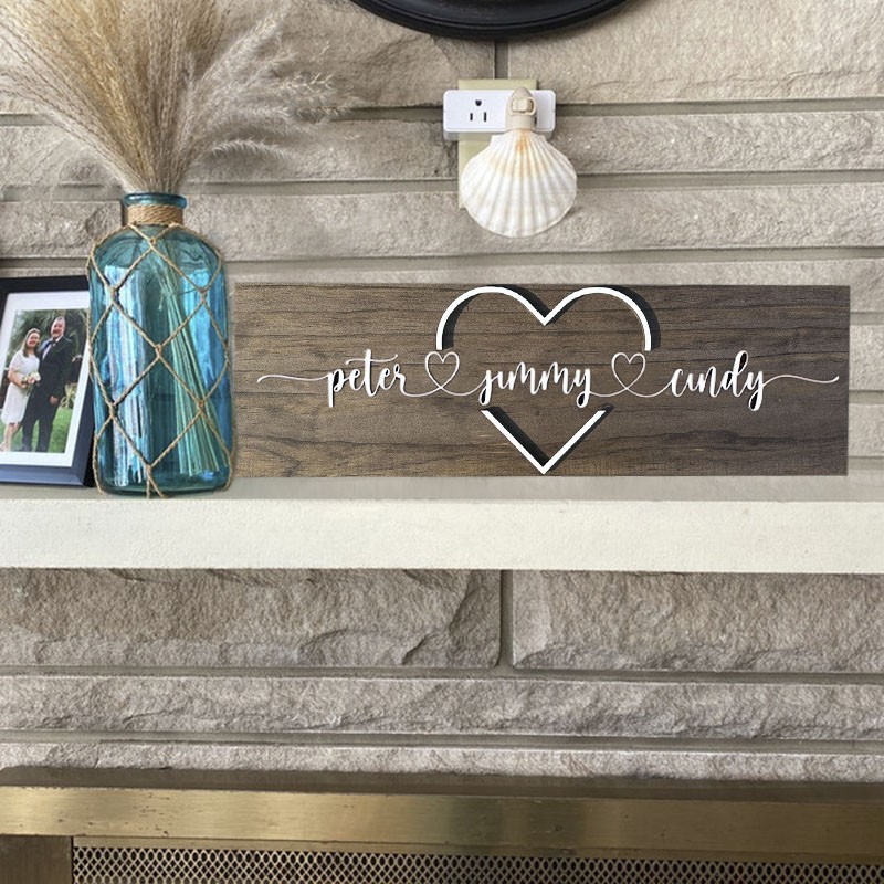 Personalized Name Wood Sign Plaque For Couple Family Mother's Day Christmas