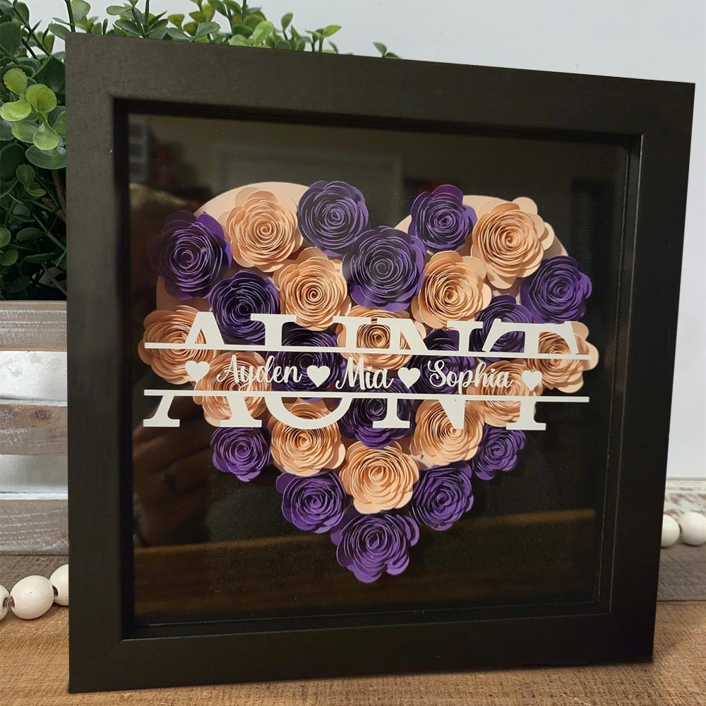 Personalized Aunt Flower Shadow Box With Name For Mother's Day Christmas