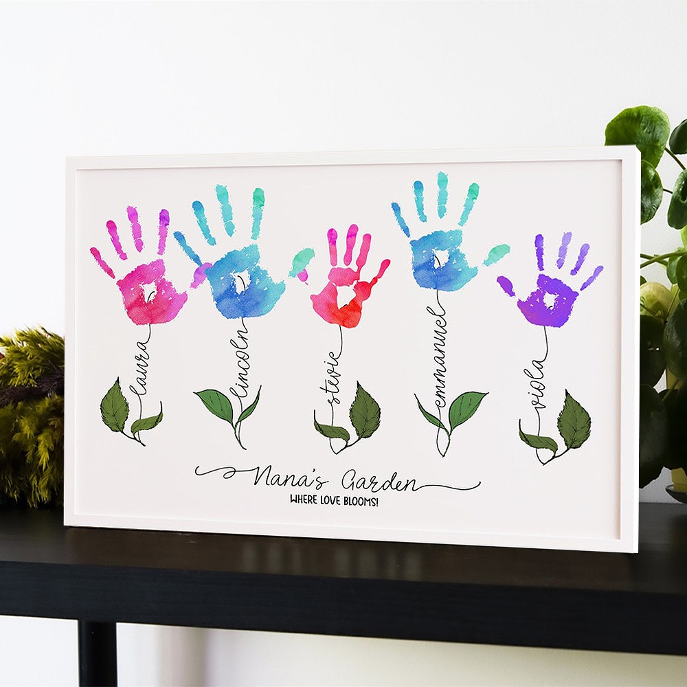 Personalized Mother's Day Flower DIY Handprint Art Craft Sign Gift From Kids For Mom Grandma