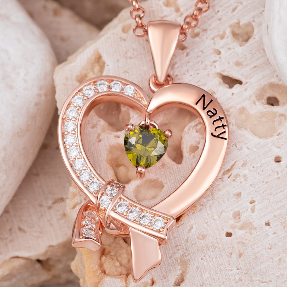 Personalised Heart Birthstone Necklace For Her and Mum