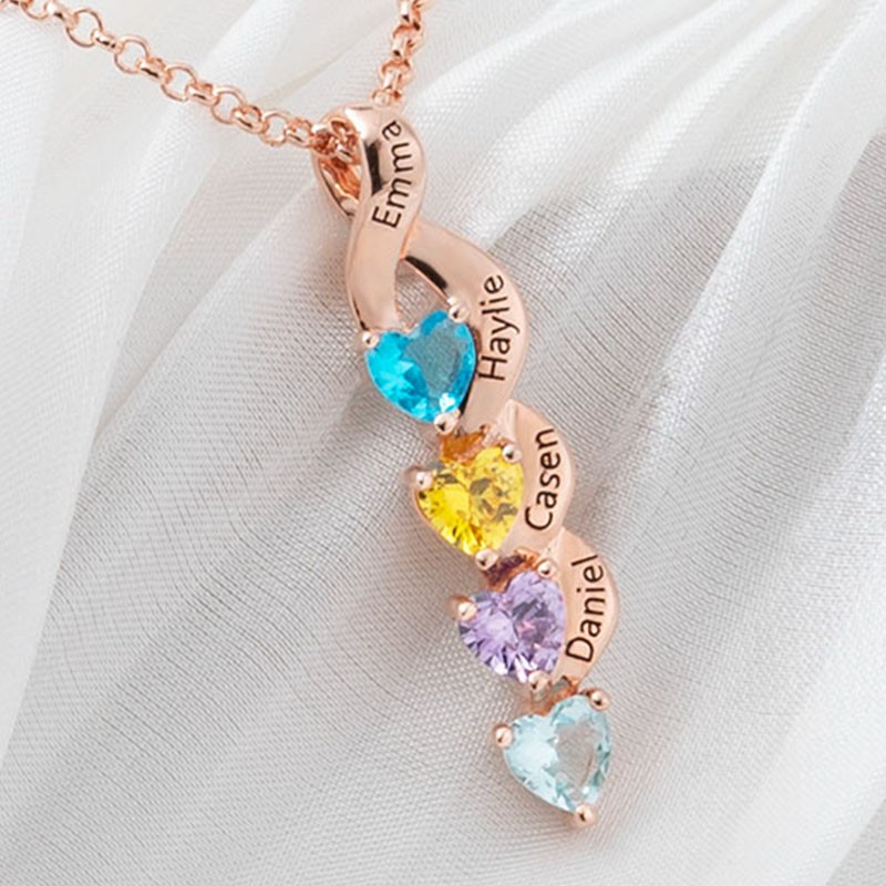 Personalized 1-7 Name Necklace With Birthstone