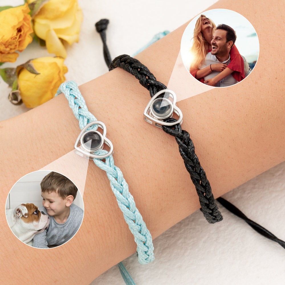 Personalised Photo Projection Heart Bracelet For Wife Soulmate Valentine's Day Gift Ideas