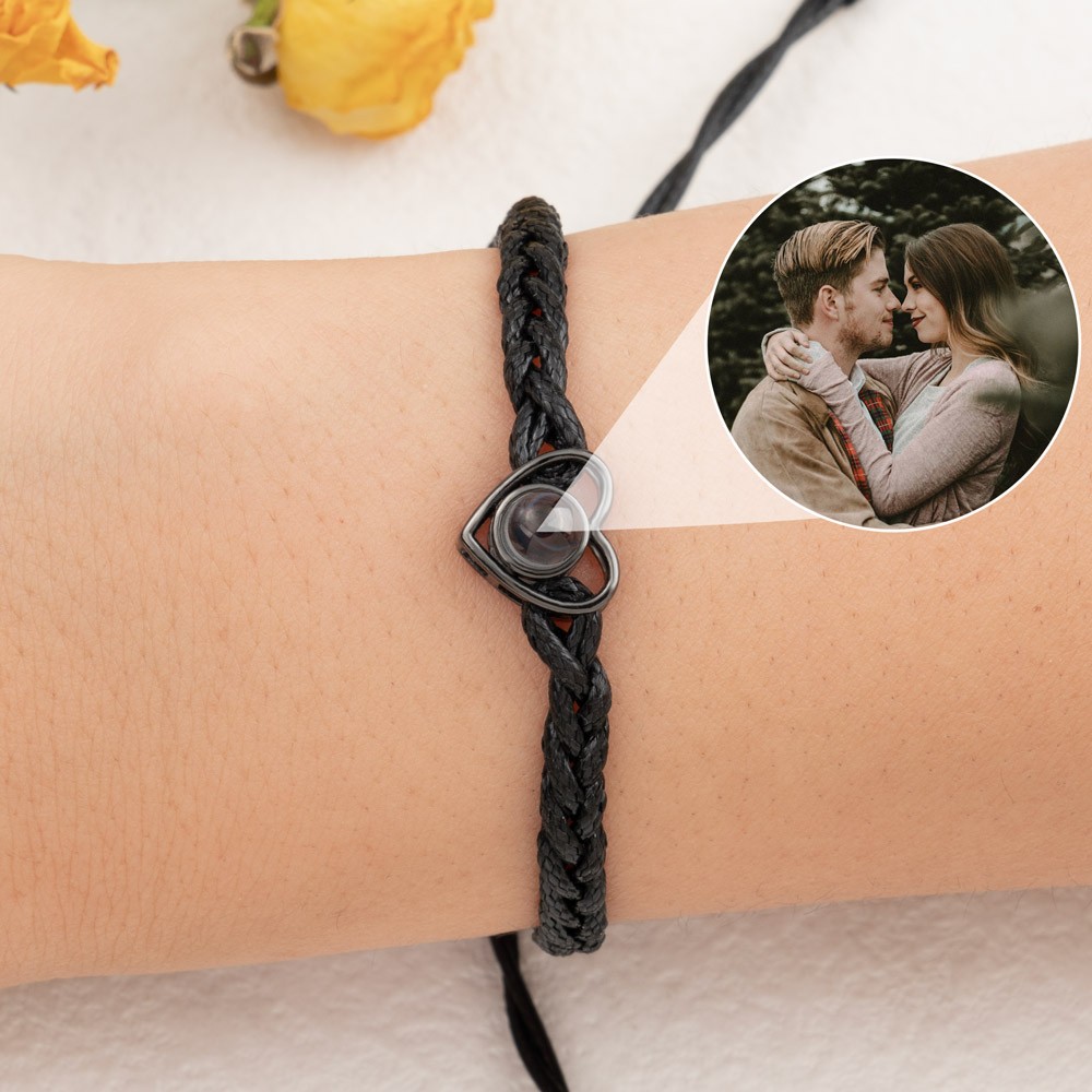 Personalised Photo Projection Heart Bracelet For Wife Soulmate Valentine's Day Gift Ideas