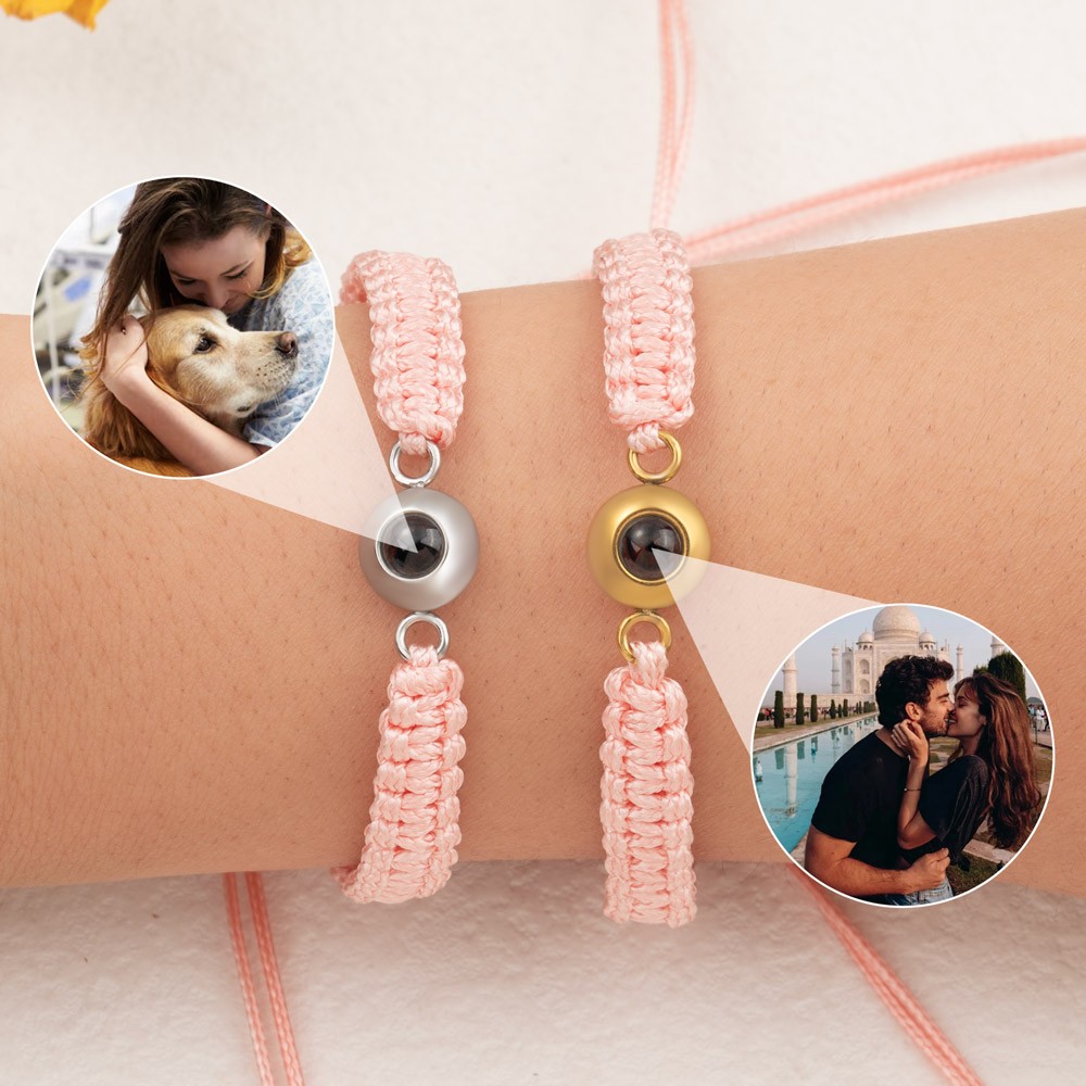 Personalised Photo Projection Charm Bracelet For Wife Soulmate Valentine's Day