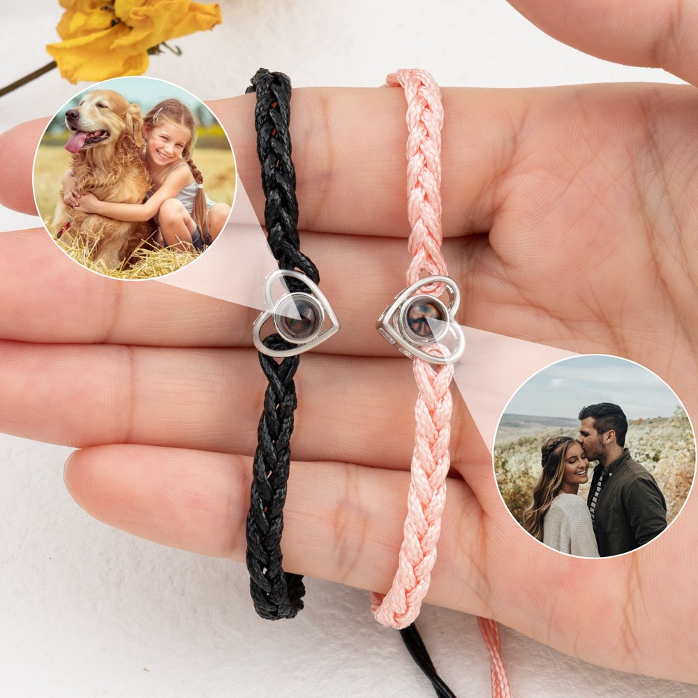 Personalised Photo Projection Heart Bracelet For Wife Soulmate Valentine's Day Gift Ideas