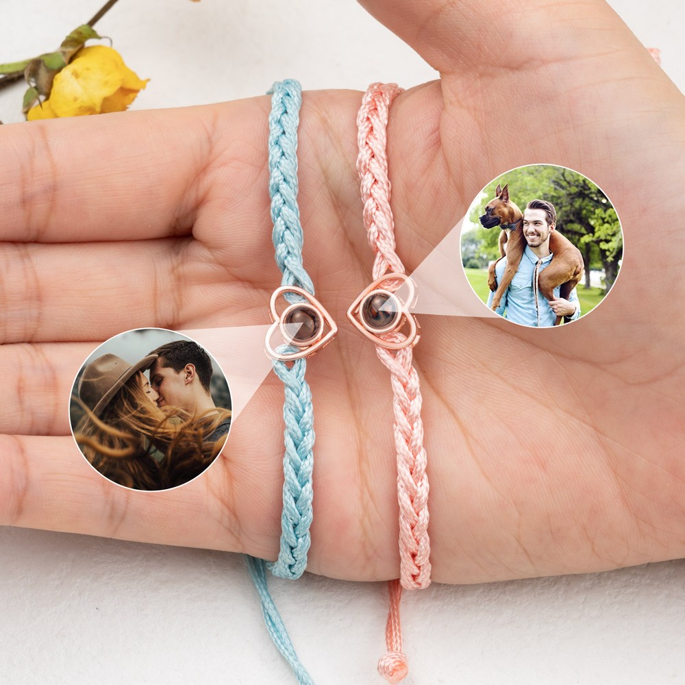Personalised Photo Projection Heart Bracelet For Wife Soulmate Valentine's Day