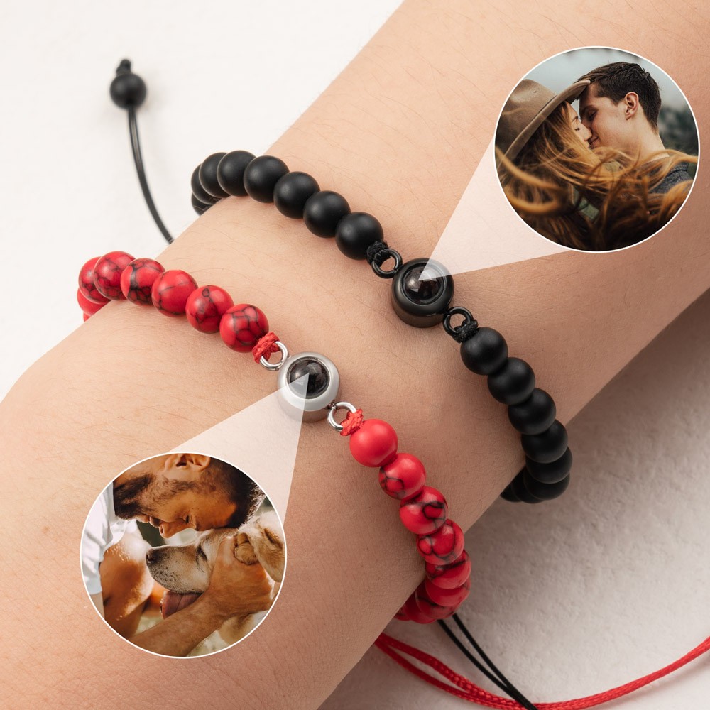 Personalised Photo Projection Beaded Bracelet For Wife Soulmate Valentine's Day