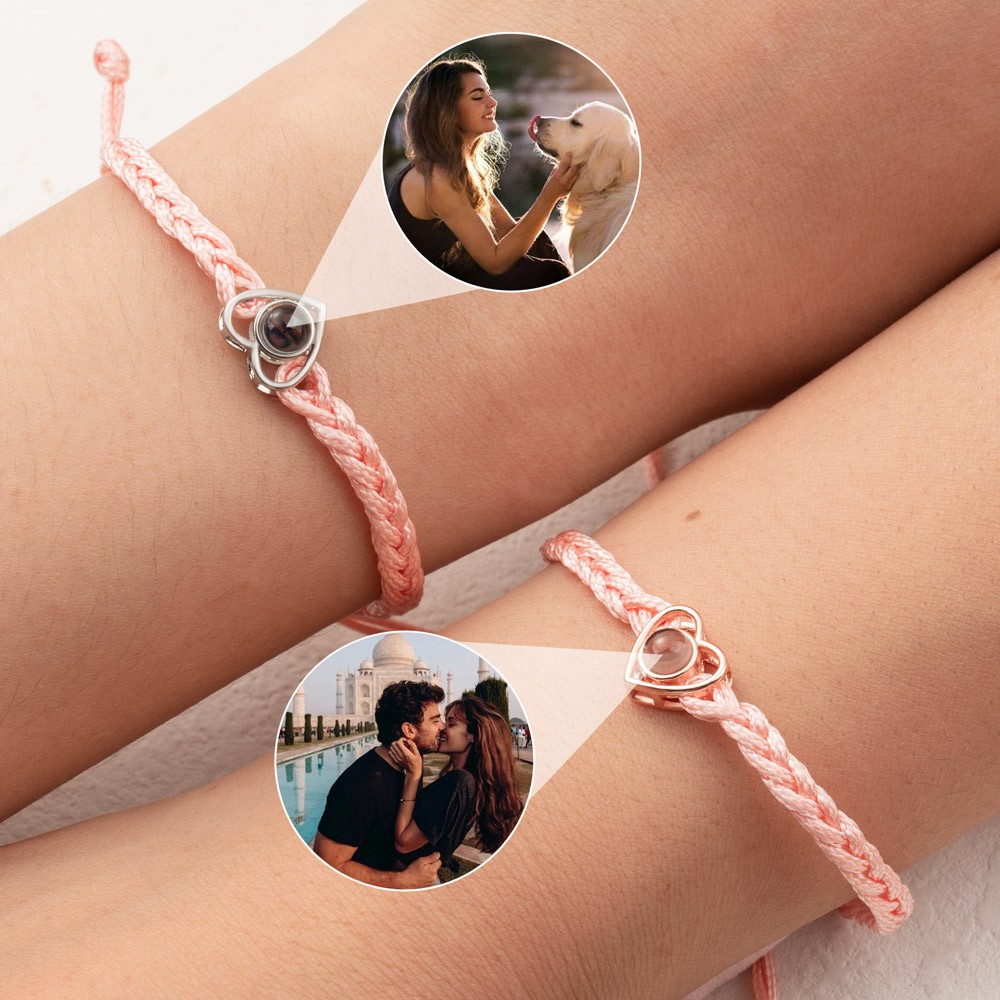 Personalised Photo Projection Heart Bracelet For Wife Soulmate Valentine's Day Gift Ideas