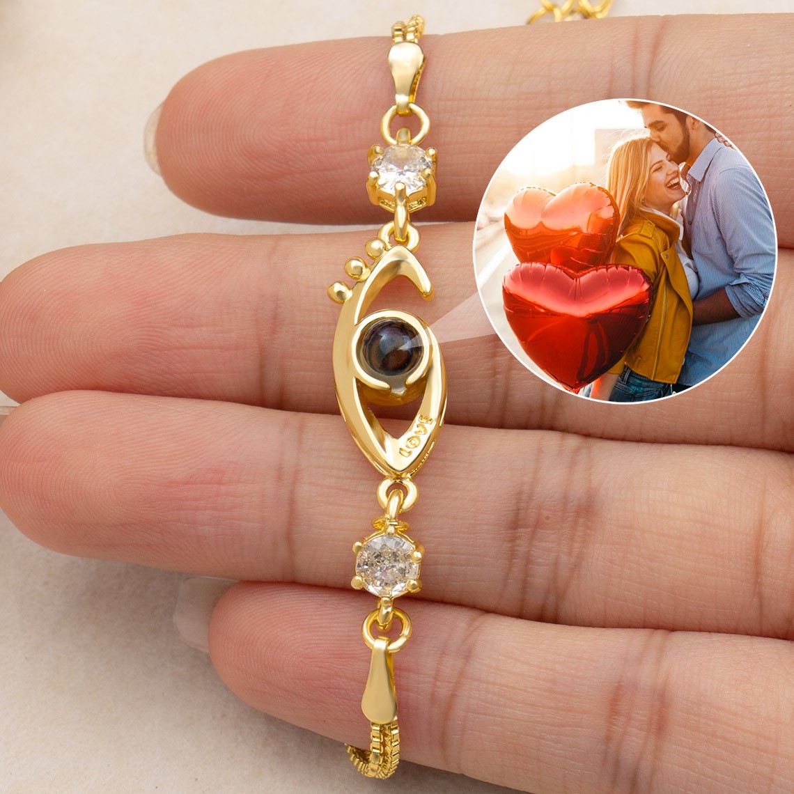 Custom Photo Projection Bracelet For Wife Soulmate Valentine's Day Gift Ideas