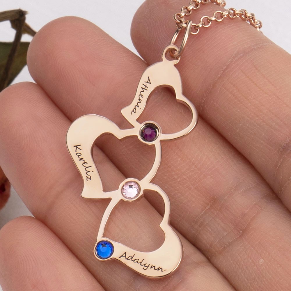 Personalized Heart Birthstone Name Necklaces For Her Mother Birthday Family Anniversary Gift Ideas
