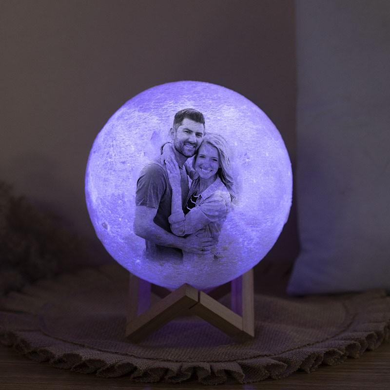 Personalized Moon Lamp Mult Color 3D Photo Moonlight Touch Home Decor For Couple Valentine's Day